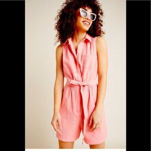 ANTHROPOLOGIE Linen Collared Romper